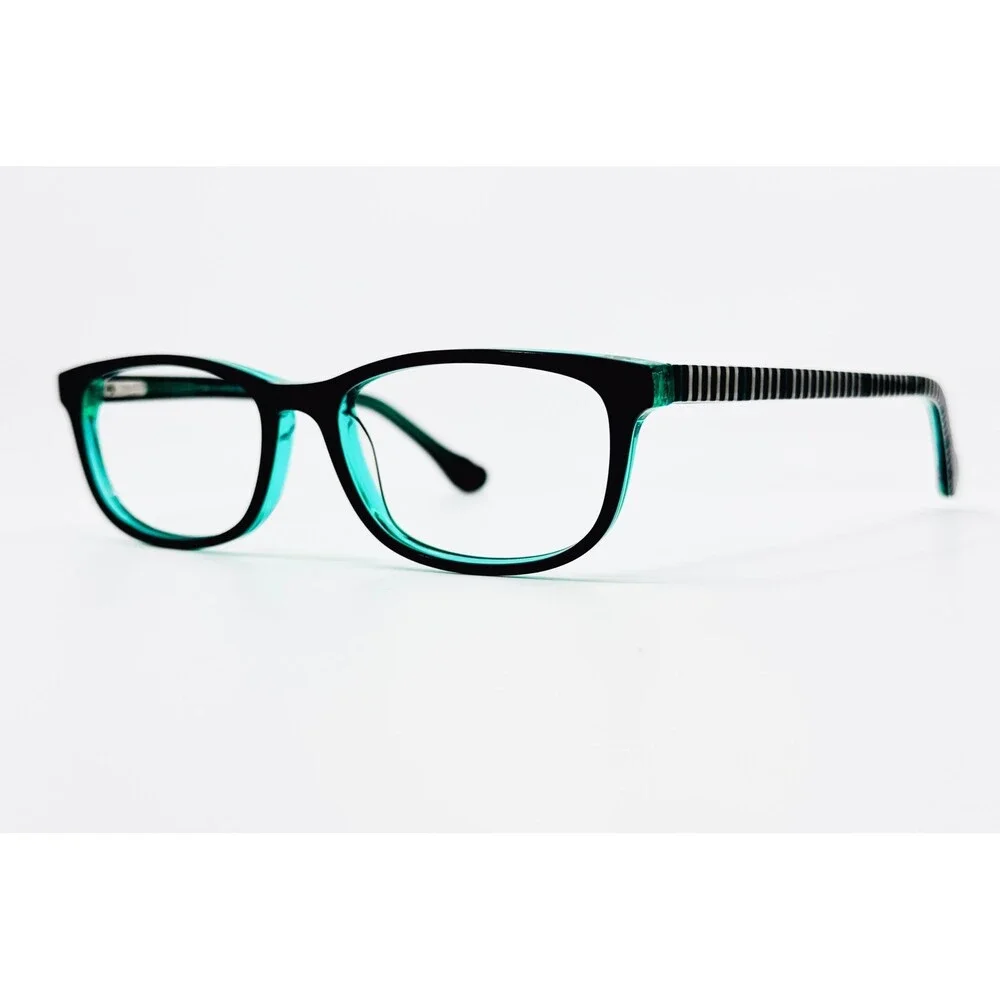 Hello Kitty Eyeglasses Girls Black Teal Striped HK68 BLK 49-15-130